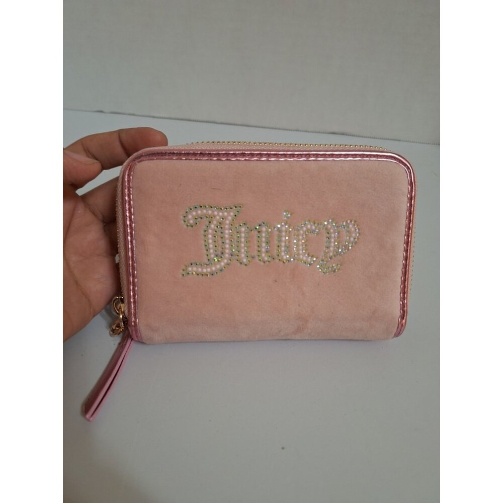 Juicy Couture String Of Pearls Med‎ Double Zip Around Wallet - Pink Diamond